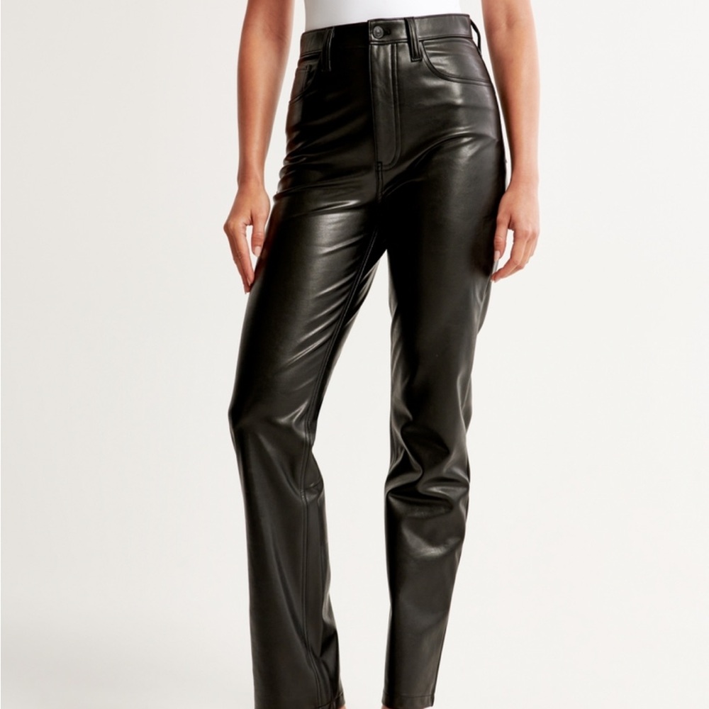 abercrombie vegan leather 90s straight ultra high rise pant